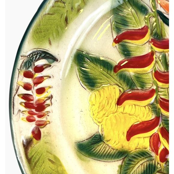 Kani Of Hawaii 10 Inch Plate Hand Made Floral Colorful Flowers Blues Red Yellow - Picture 3 of 10